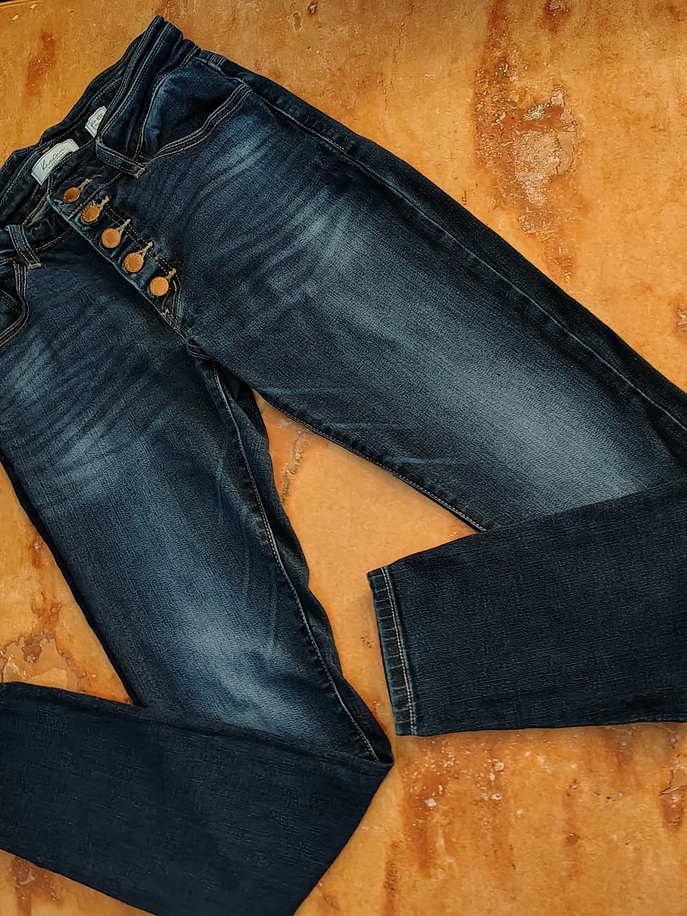KanCan High Rise Skinny Jeans in Dark Indigo with Copper Buttons Size 29 - Picture 2 of 5